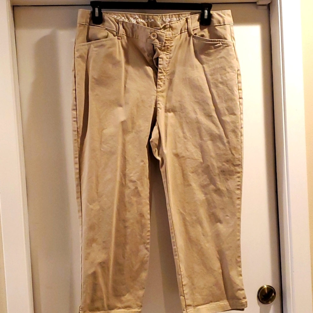 Eddie Bauer womens Legendwash stretch khaki twill crops Tall size 14